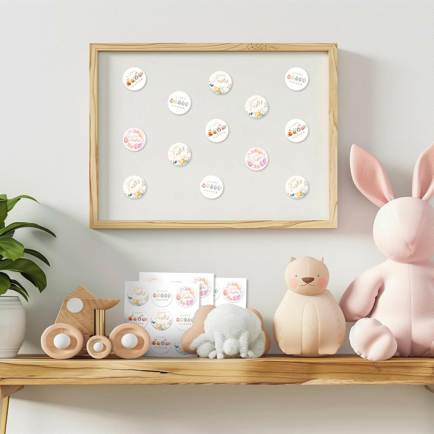 Mobiusea Creation Floral Easter Stickers | 135-Pack | 1.4 inch | Easter Floral Stickers | Watercolor Bunny Flowers Gold Foil Labels
