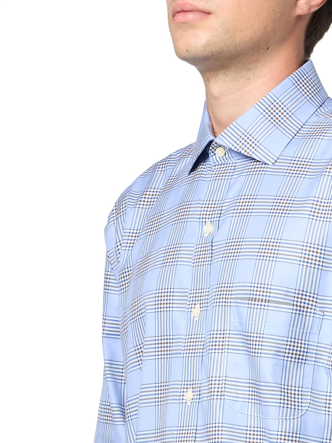 Brooks Brothers Mens Stretch Supima Cotton Non-Iron Herringbone English Collar Long Sleeve Dress Shirt - Image 3