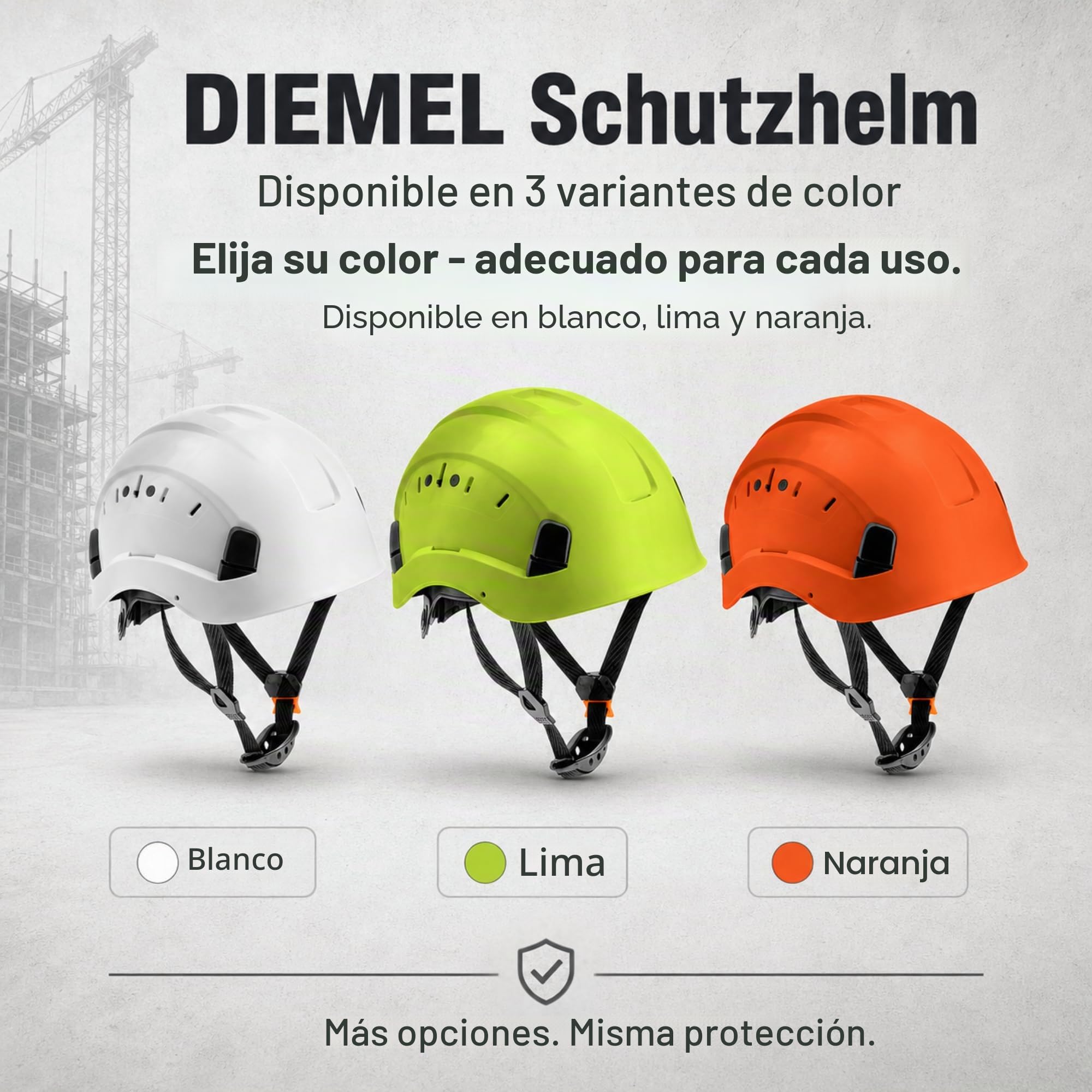 HÖGERT TECHNIK Casco de Seguridad Diemel Blanco de Trabajo ABS EN 397 Ajustable con Sistema de trinquete, ventilación, Correa para la Barbilla, Casco de Seguridad