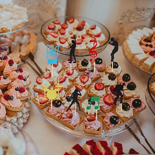 Miniatura 5 de Arthsdite 24 piezas de decoración de cupcakes Rock Pop Music Theme Cupcake Picks Music Concierto temático de cumpleaños fiesta de cumpleaños,