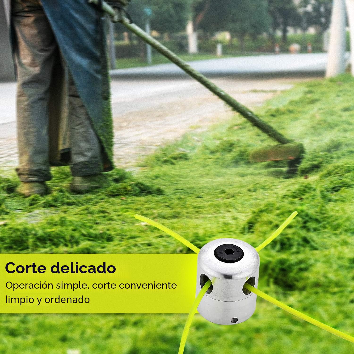 SWAWIS Aluminio Cabezal Desbrozadora Universal Cabezal Hilo Aluminio Cortacésped Duradero para Desbrozadora de Césped (1 Cabezales de Hilo + 4 Hilos)