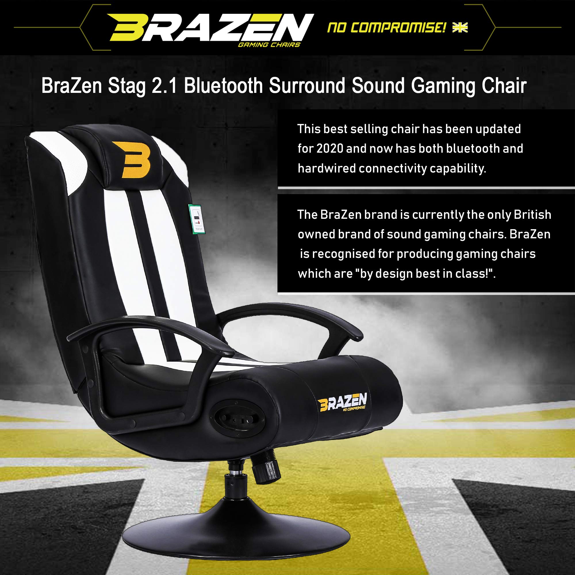 BraZen Stag 2.1 Bluetooth Surround Sound Gaming Chairs for Kids with