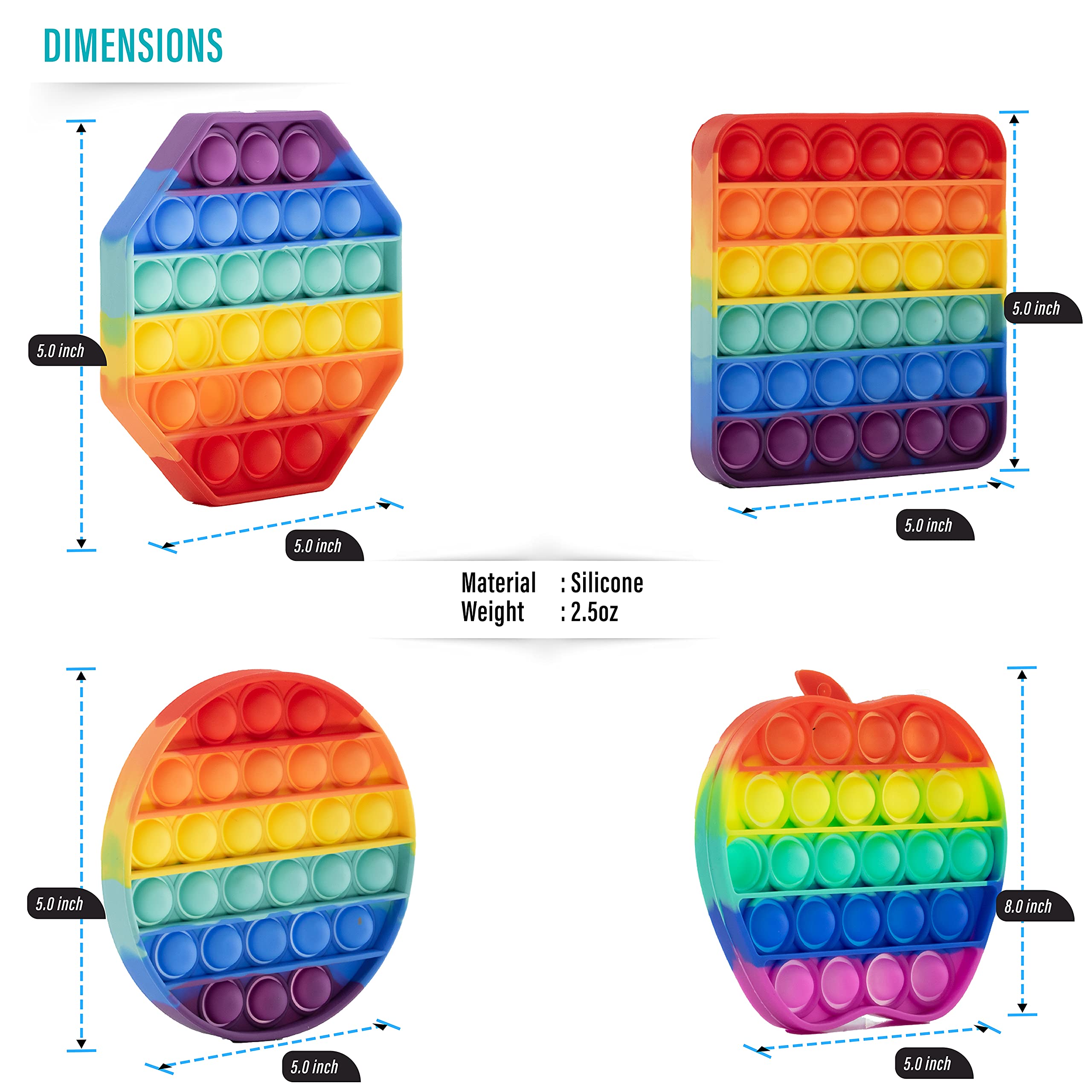 Jouet Sensoriel à Bulles à Presser - Silicone Anti-stress - Pour Enfants Et Adultes - Autisme, ADHD - Multicolore