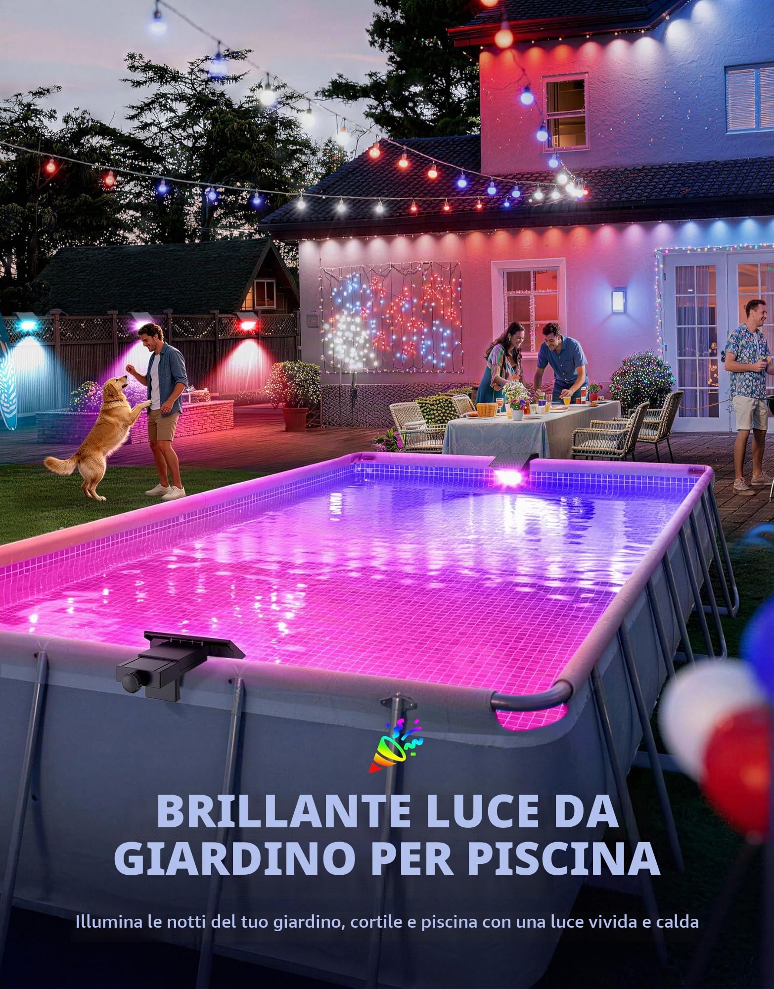DeeprBetter 2026 Aggiornato Luci Piscina Fuori Terra Solari, Luce Piscina RGB Colori Cambiamento, IP68 Impermeabile Luci LED Piscinas con 10 modalità di Illuminazione, Lampade per Piscinas Giardino