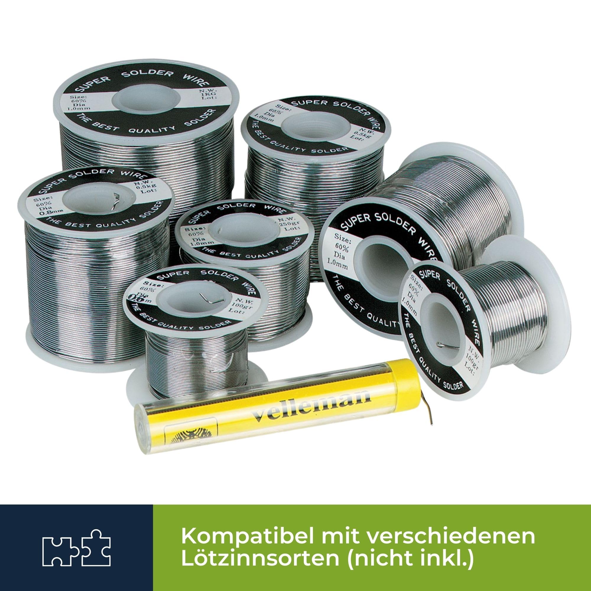 Velleman Lötstation-Set 40–48 W mit LED-Anzeige, einstellbare Temperatur 150–480 °C, inklusive Zubehör, ideal für Profis und Heimwerker