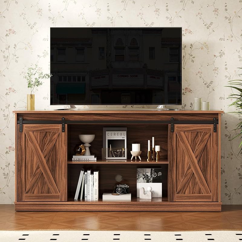 Farmhouse TV Stand for 65 Inch TV, Media Console, Espresso image 2