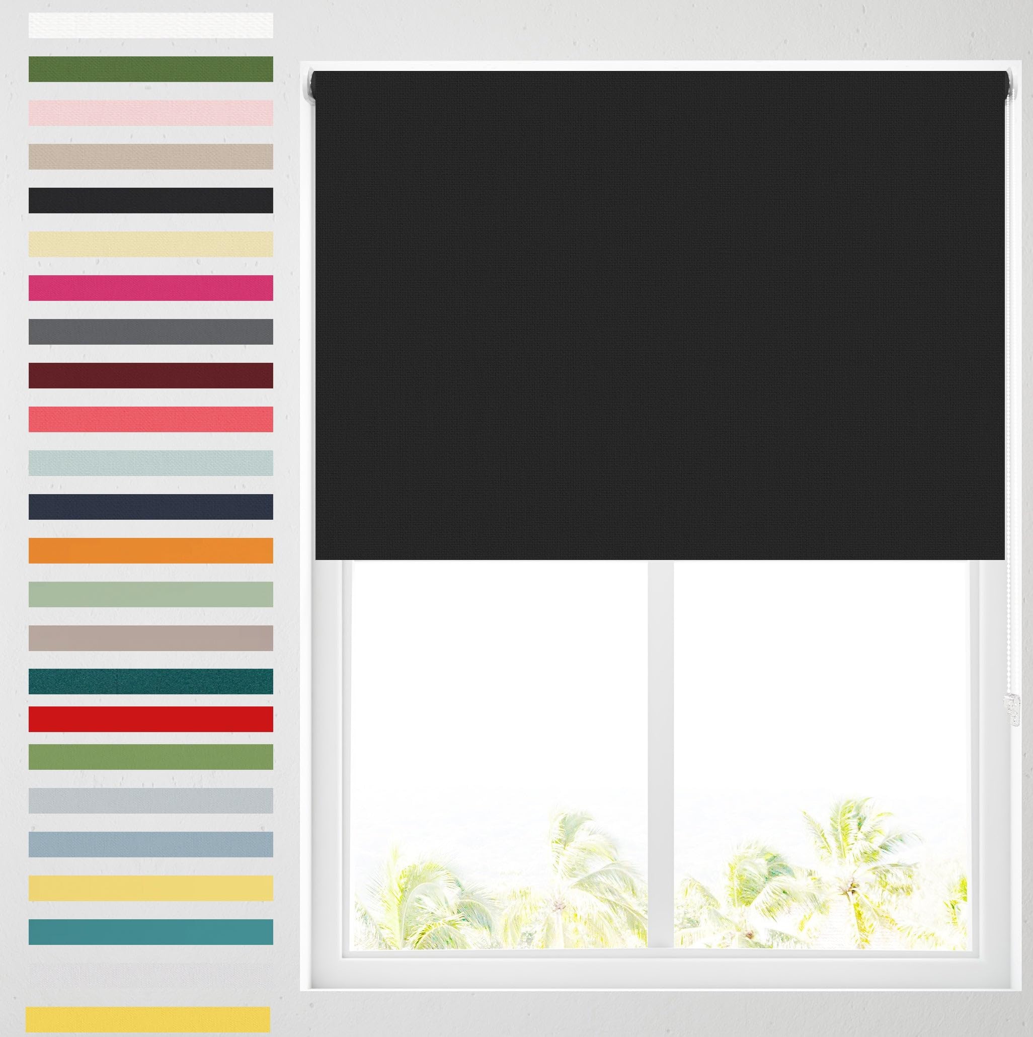 Barnes Blinds - Blackout Roller Blinds for Windows, Custom Cut to Size - Black Out Thermal Fabric Durable Fittings Easy Fit - Roller Blind (Black 183cm)