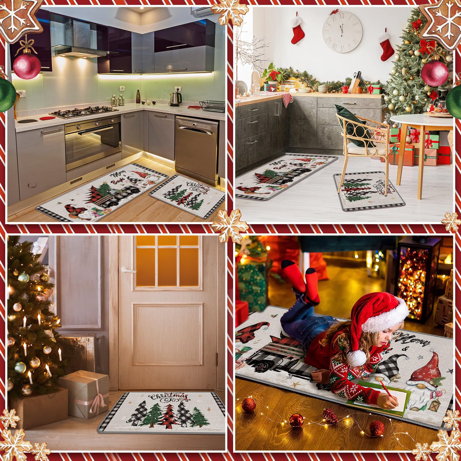 Christmas Kitchen Rugs Set Of 2 Kitchen Floor Mats Non-Slip - View #7