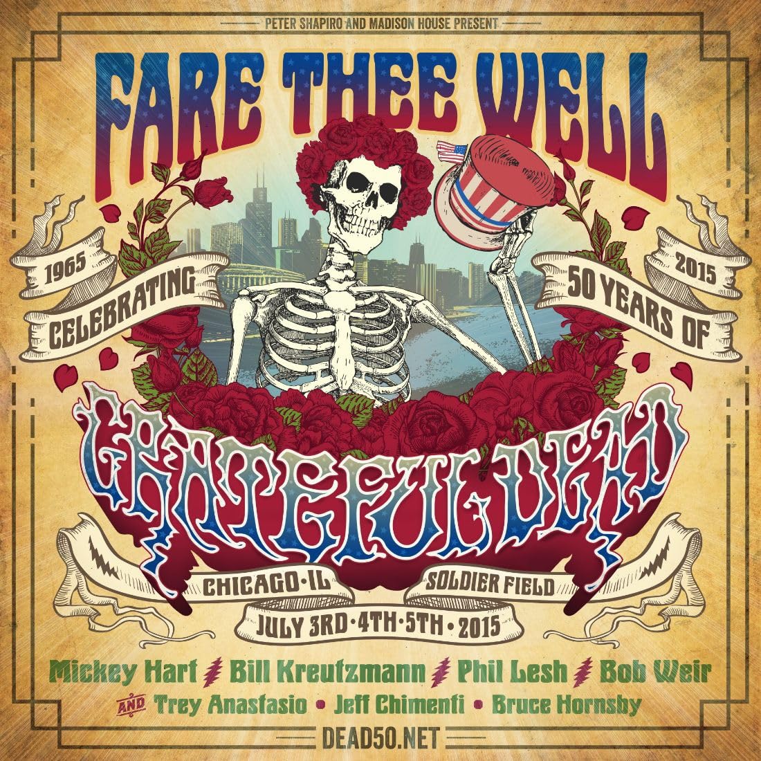 Tallenge - Grateful Dead-Fare Thee Well 2015-50th Anniversary-Concert Poster-Small Poster(Paper,12x17 inches, Multicolour)