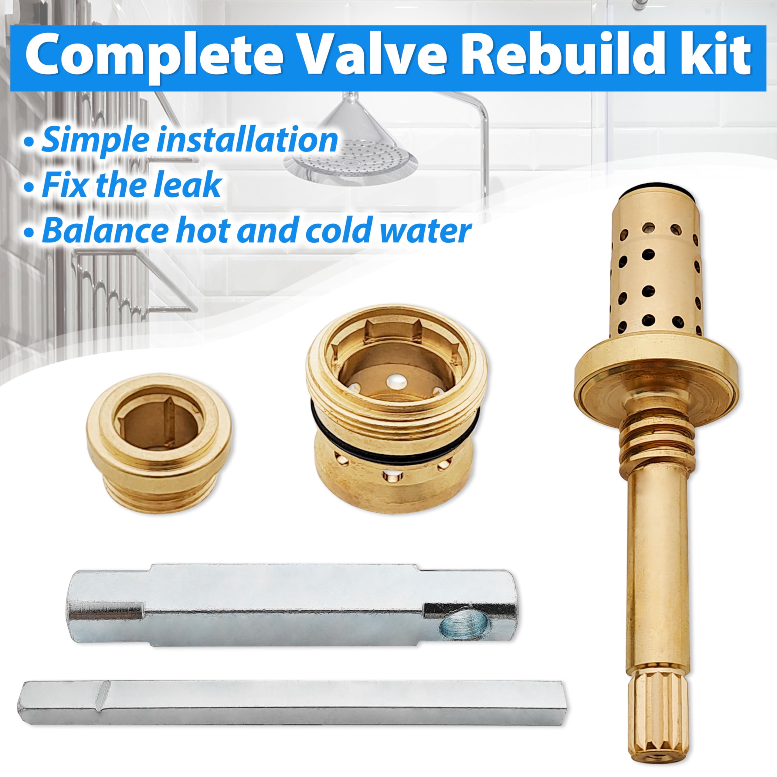 REB Kit completo de reconstrucción de válvula para válvula Symmons Temptrol, con ajuste automático y equilibrio de presión de agua caliente y fría