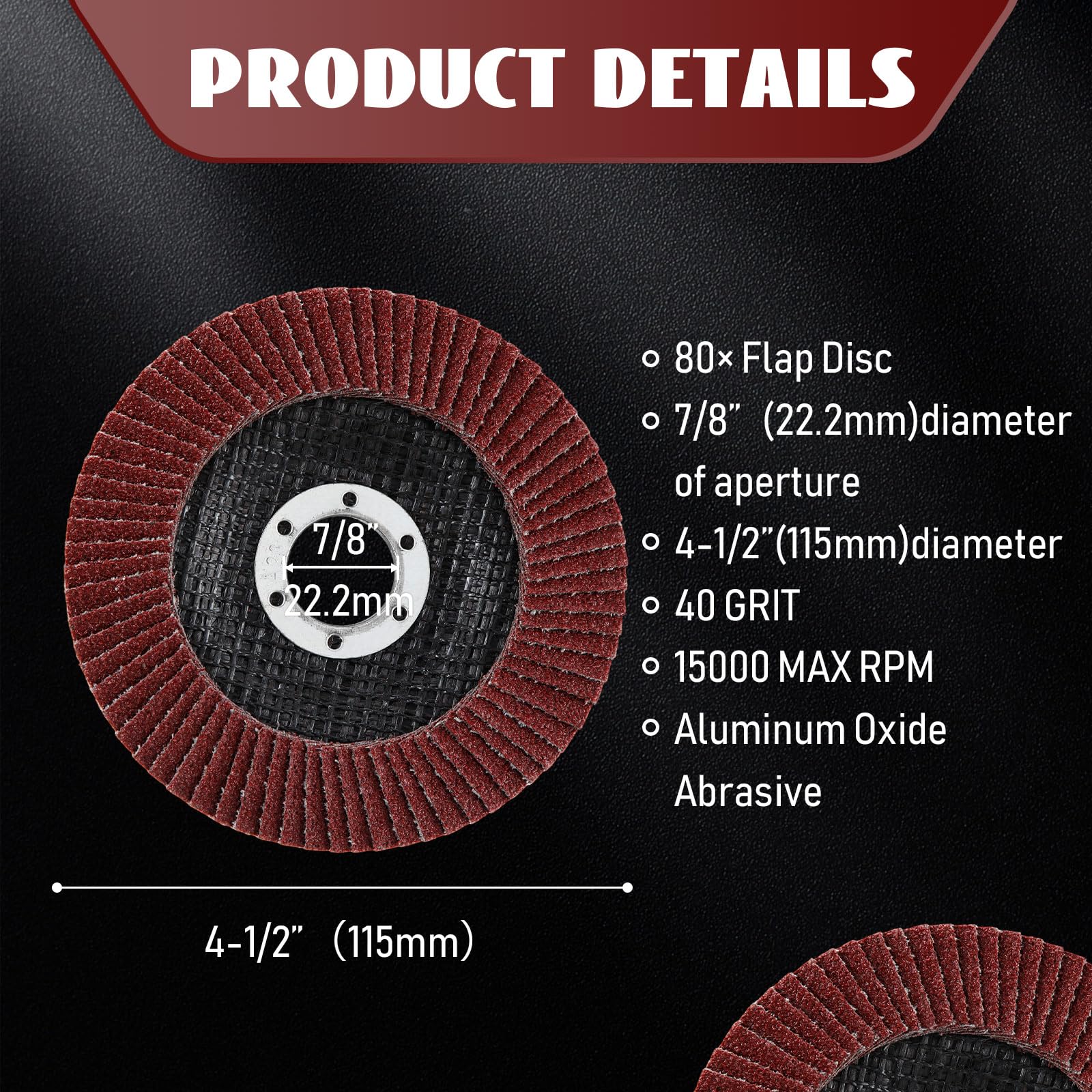 Landhoow 80 Pack Flap Discs 4 1/2 Inch For Angle Grinder 4.5 X 7/8 Inch Aluminum Oxide Sanding Grinding Wheels Grinding Discs Abrasives Flapper Wheel For Wood Metal Sanding