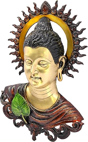 Miniatura 3 de ESPLANADE Decoración colgante de pared de Buda para sala de estar, esculturas de pared de latón, decoración de sala de meditación y yoga, pieza de