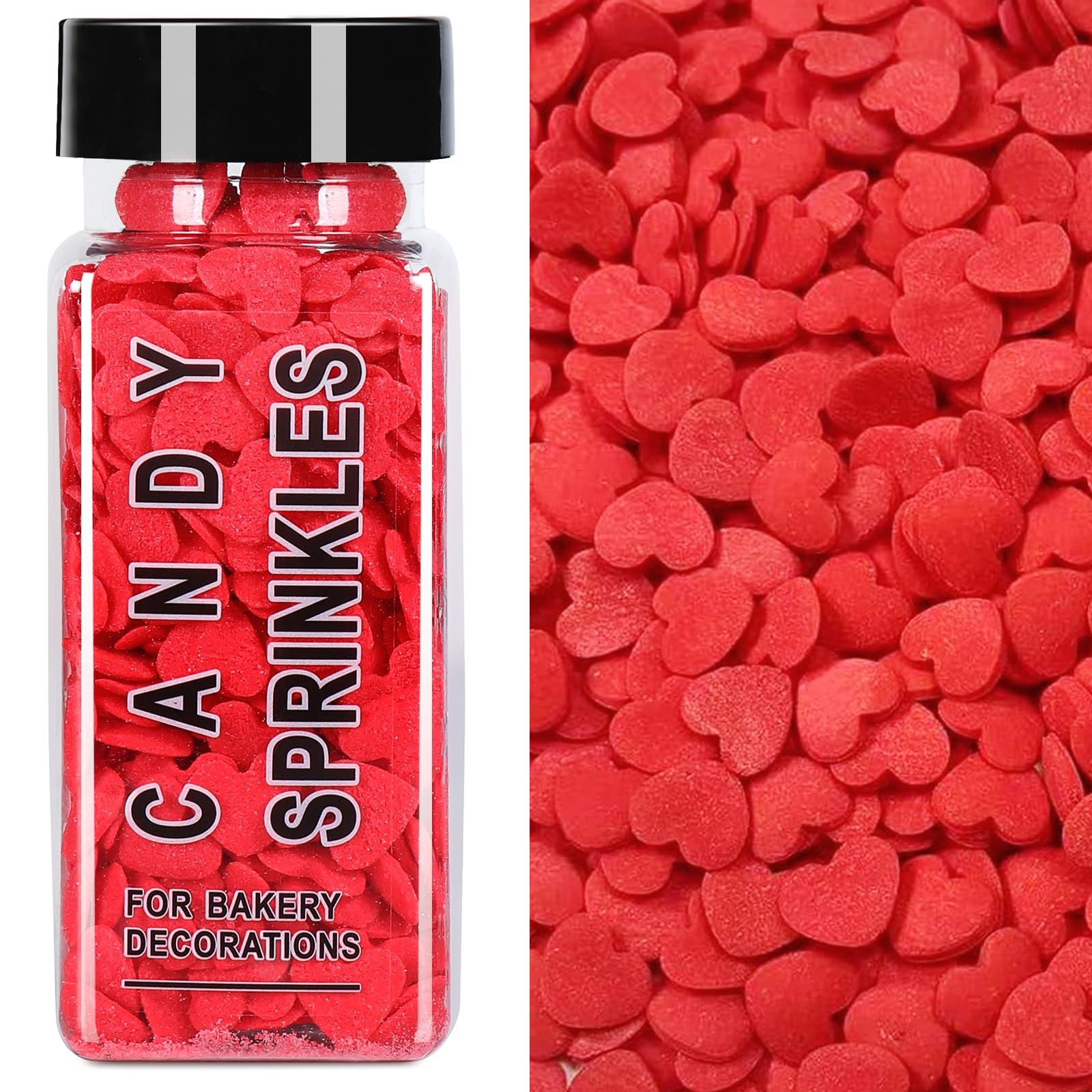 Valentines Sprinkles, Red Heart Sprinkles for Cake Decorating, Heart Sprinkles Edible for Baking, Ice Cream, Cookies, Cupcake Topper