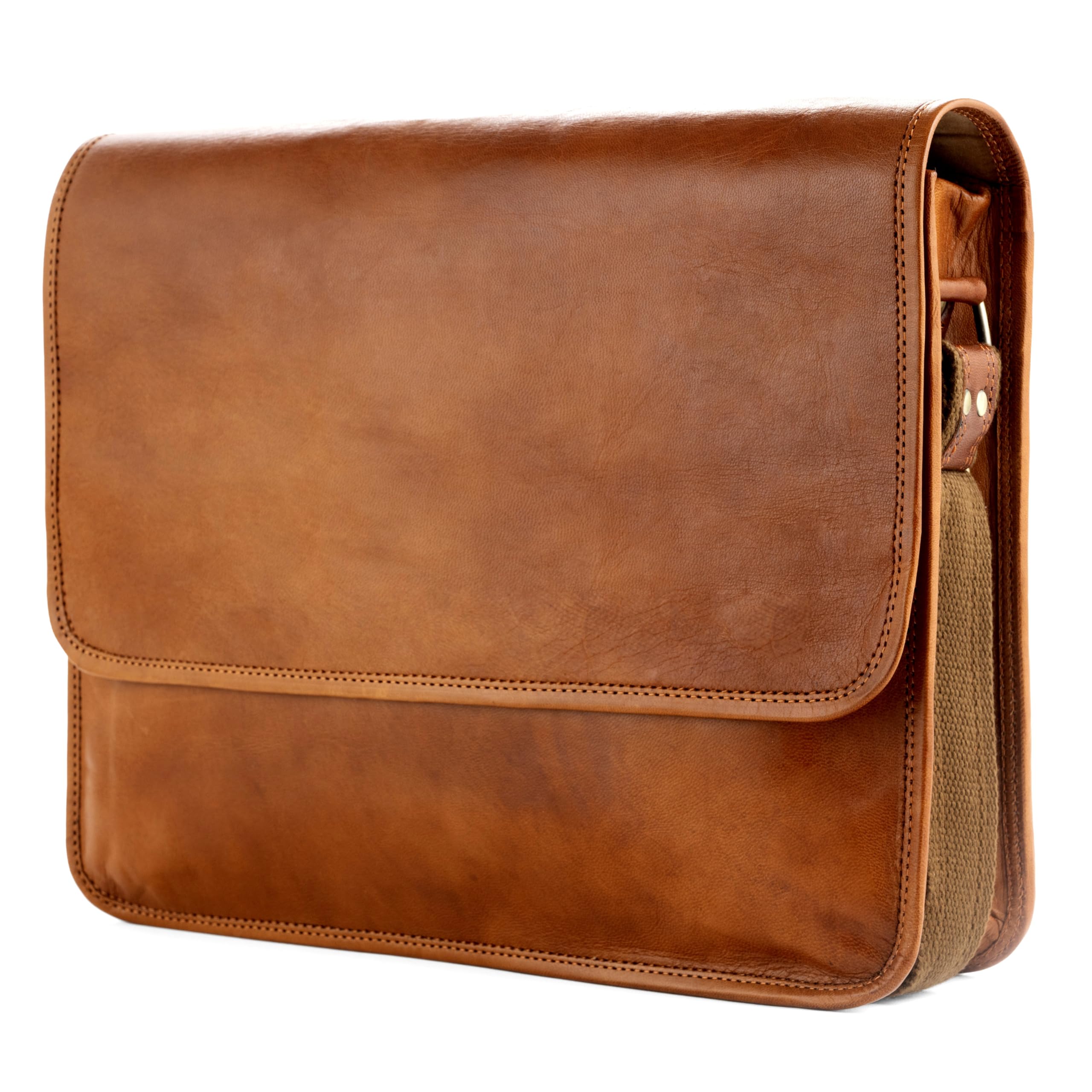 Vintage Genuine Leather Messenger Bag Ghent, Laptop Bag, Work Bag, Briefcase for Men and Women - Brown