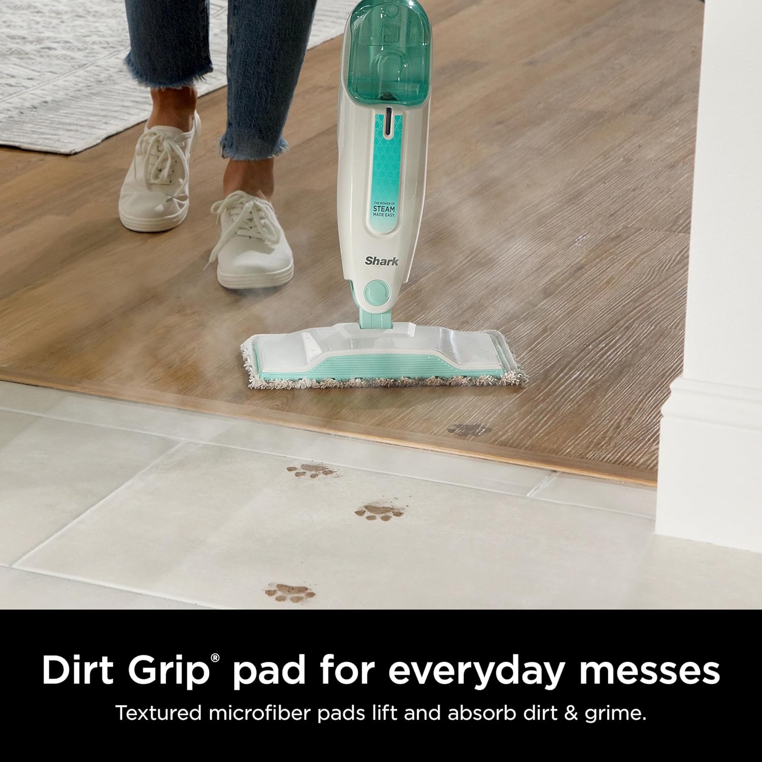 Shark Genuine Steam Mop Replacement Pads 2 Pack – 1 Dirt Grip & 1 Scrub Pad Included, Machine Washable, Designed for Sealed Hard Floors, Compatible with Shark S1000 & S2000 Series ONLY, 1153FCS2000