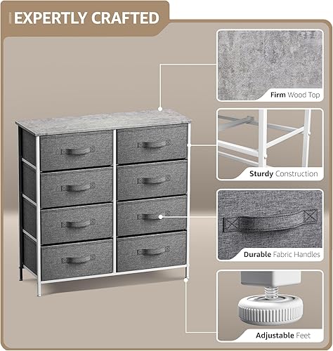 Miniatura 10 de Sorbus Tocador con cajones  Mueble de almacenamiento para dormitorio, pasillo, clóset, organización de oficina  Marco de acero, parte superior de