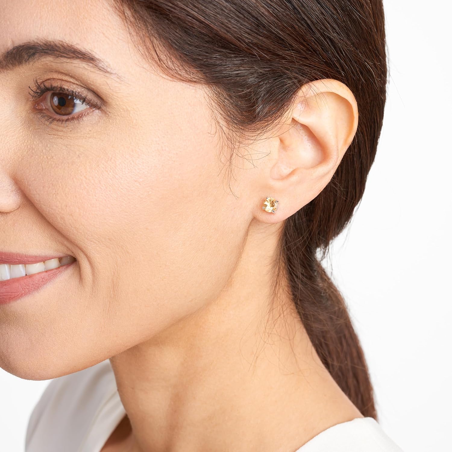 Amazon Essentials Sterling Silver Round Birthstone Stud Earrings