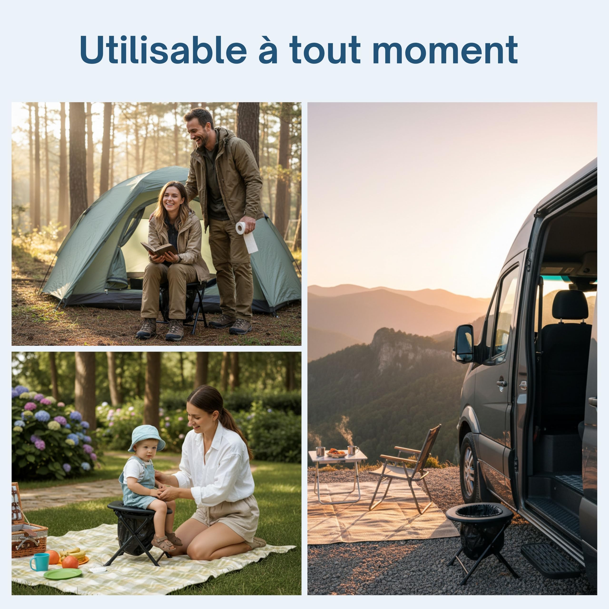 Toilette Portable WC Pliable Adulte et Enfant Pratique en intérieur/extérieur, hygiénique et siège Confortable, Chaise transportable en Voyage pour Camping, Van, Pot de Chambre