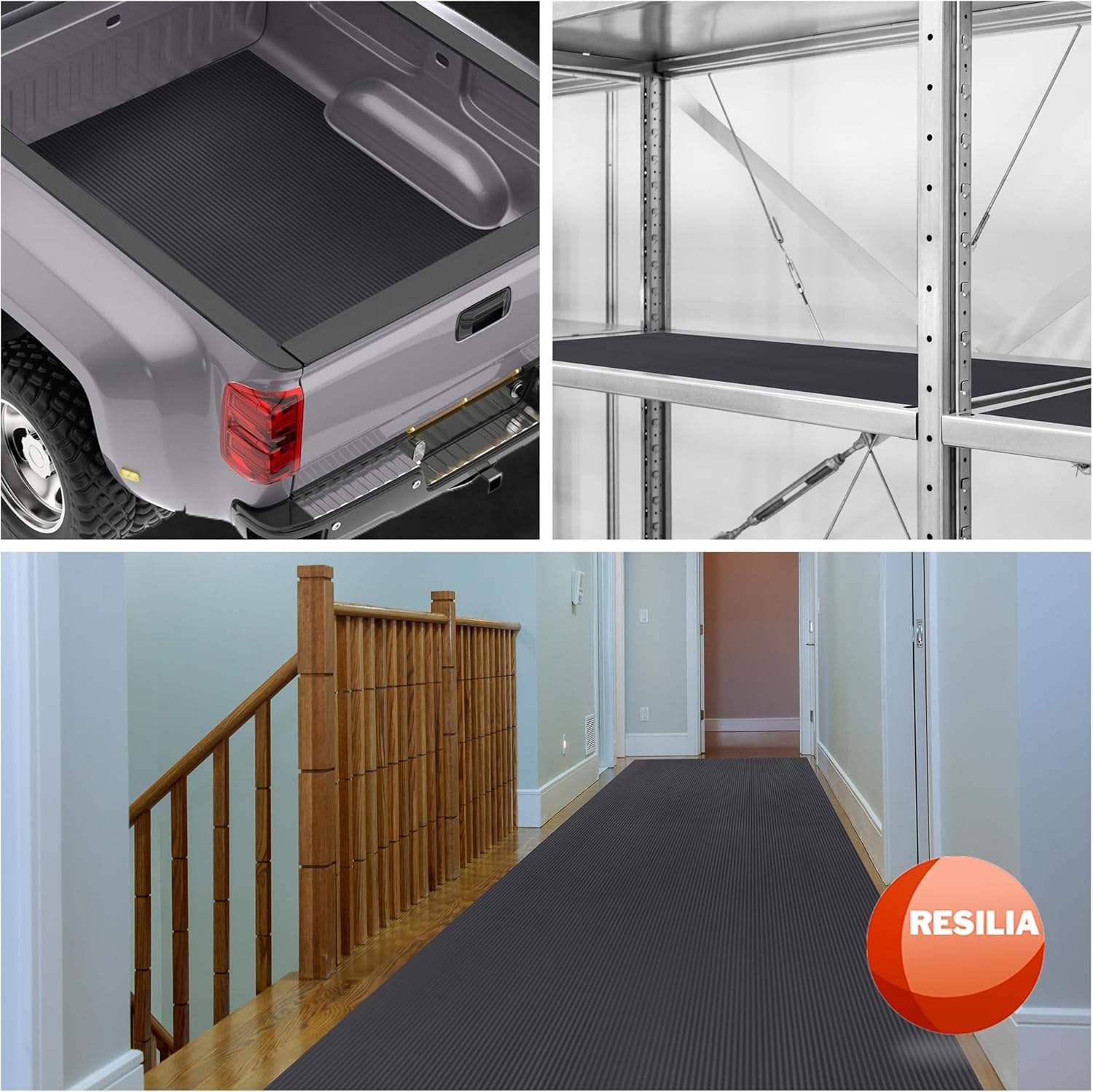 RESILIA Black V-Groove Utility Runner - Waterproof Vinyl Floor/Surface Protector, Heavy Duty Mats, Indoor Hardwood, Hard Floors, Garage, Hallway, Entryway, Kitchen, & Outdoor, 27” x 6’, Made in USA