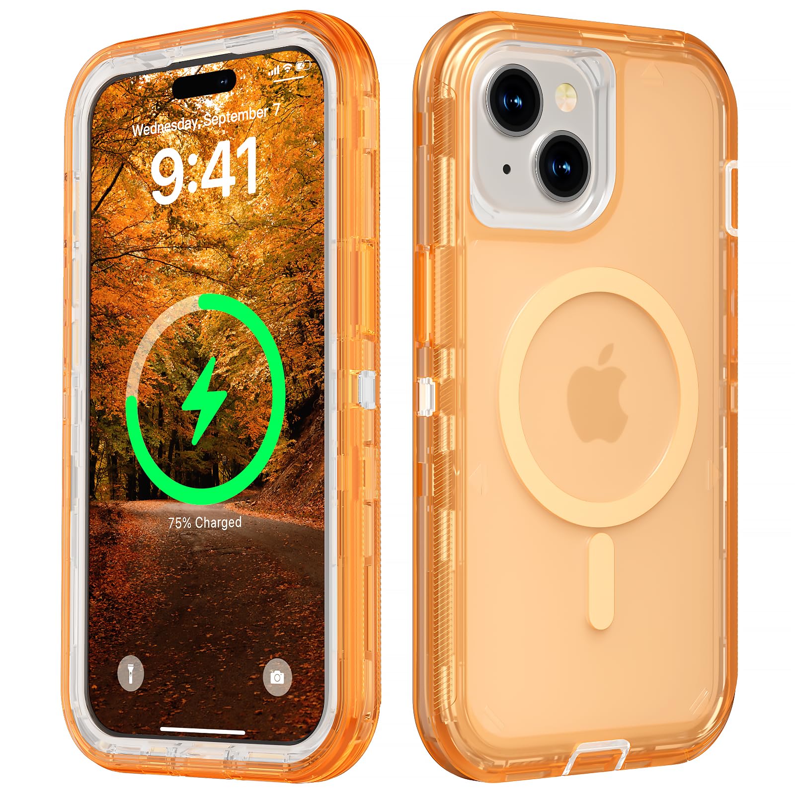 Follaroma for iPhone 15 Case, Compatible with MagSafe, Heavy Duty Shockproof Protection Phone Cases, Anti-Drop, Dual Layer Transparent Magnetic Phone