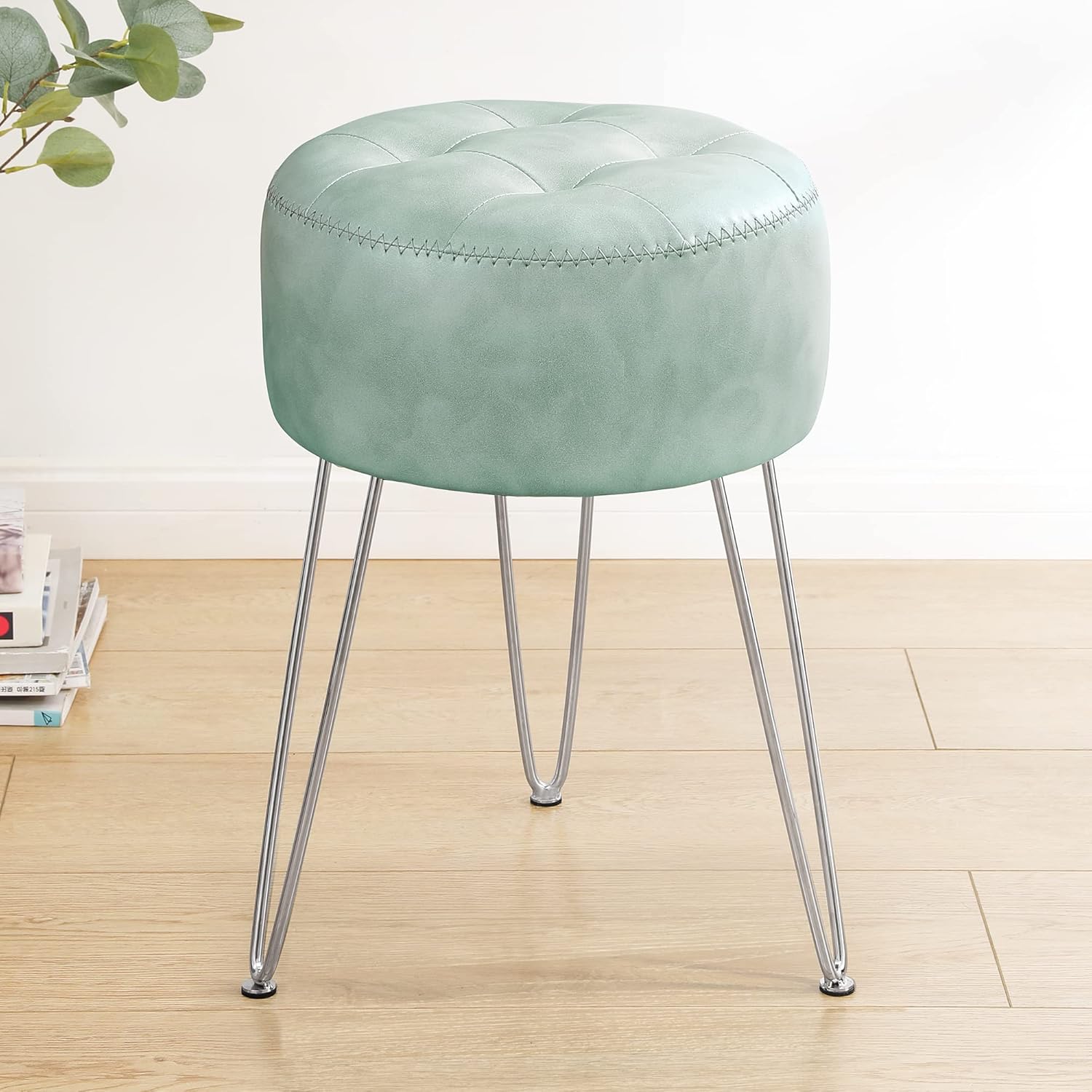 LUE BONA Small Vanity Stool Chair for Makeup Room, Mint