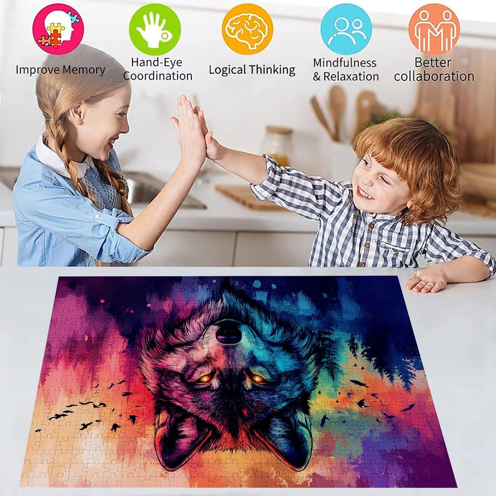 Puzzle 3000 elementów wilk puzzle dla dorosłych drzewo 122 x 81 cm unikalne rzemiosło klasyczne 3D drewniana układanka do rodzinnych gier biznesowych, układanka do samodzielnego wykonania nawet do