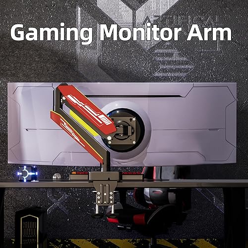 Miniatura 8 de Brazo de monitor resistente para pantalla ultraancha de hasta 49 pulgadas, 44 libras, soporte de escritorio con resorte de gas, totalmente ajustable