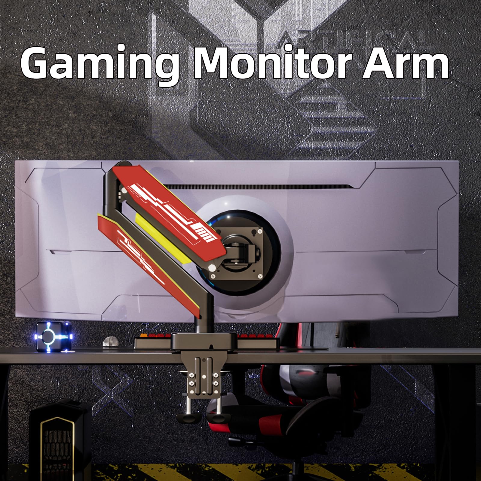 Supporto Monitor per 13-49 Pollici fino a 20 kg, Rotazione 360° Braccio Schermo Scrivania, Monitor Arm Inclinazione Altezza Gas Regolabili, Porta Monitors Gestione dei Cavi, VESA 75/100, Nero