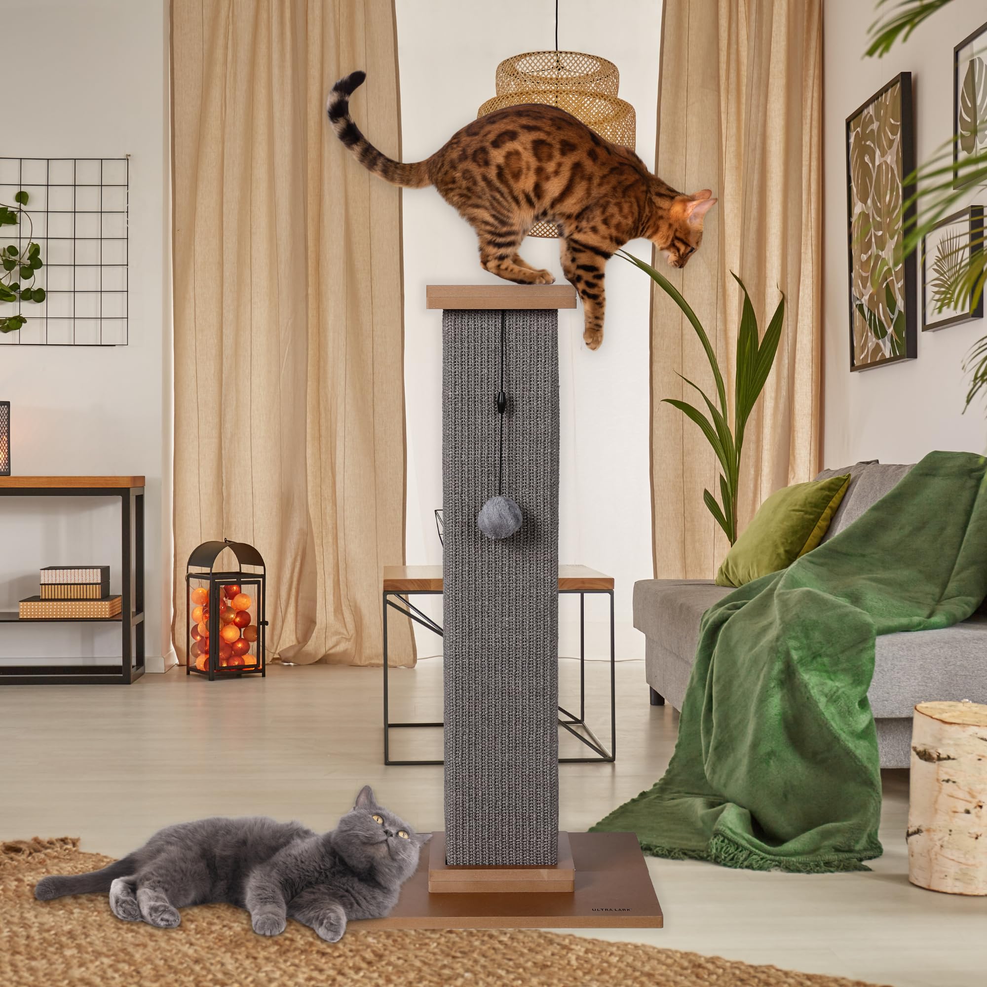 Rascador para Gatos ultrarresistente, Gran Columna Romana Vertical con gisal Duradero y Resistente al Desgaste para Disfrutar rascando sin límites (Gris)