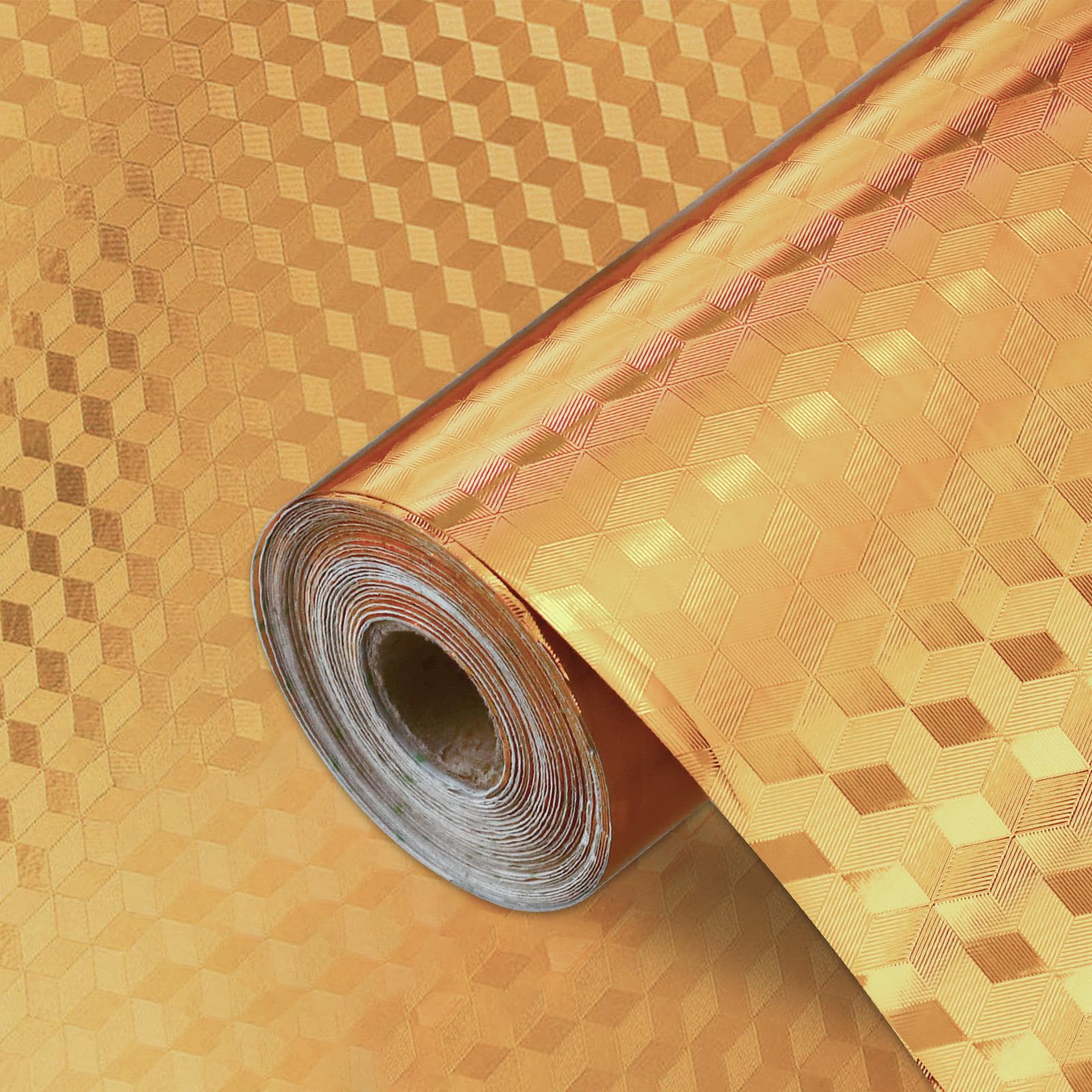 Yitexin Self Adhesive Peel and Stick Countertops 10 m (32.8 Ft), Oil-Proof & Waterproof Countertop Contact Paper, Removable Kitchen Wall Paper Cover for Cabinets Shelf Liner Backsplash (Gold)