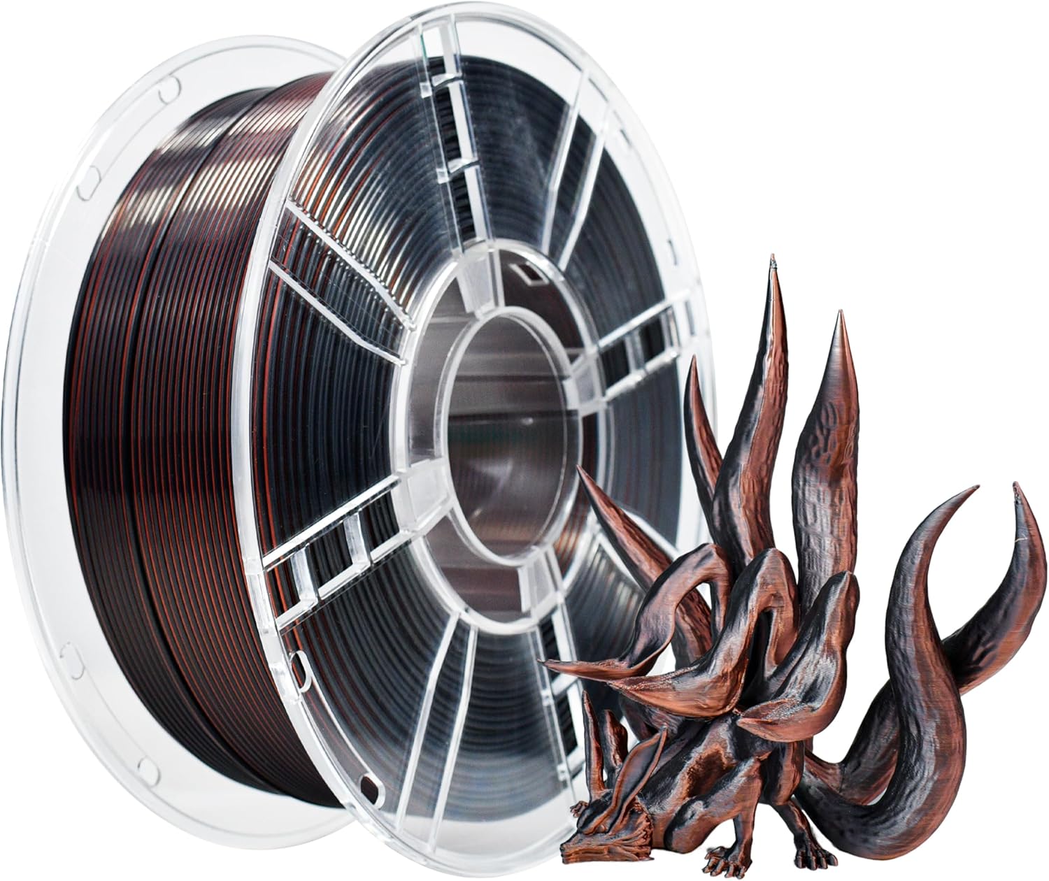 iBOSS Silk Tri-Color PLA Plus 3D Printer Filament, 1.75mm 1 kg Spool, Shiny Silk PLA+ Filament Dimensional Accuracy +/- 0.02 mm, Fit Most FDM 3D Printers (Silk Black Red Copper)