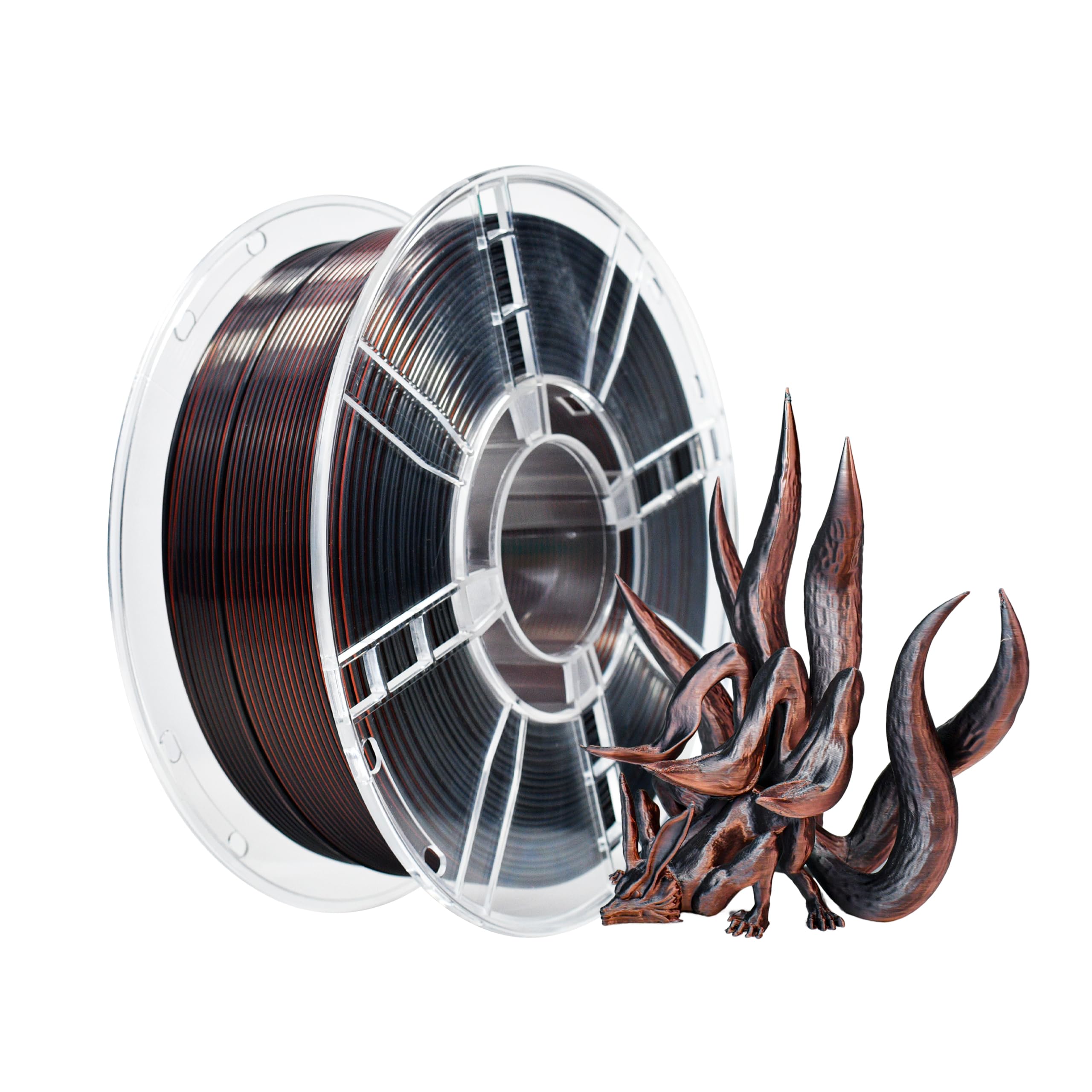 iBOSS Silk Tri-Color PLA Plus 3D Printer Filament, 1.75mm 1 kg Spool, Shiny Silk PLA+ Filament Dimensional Accuracy +/- 0.02 mm, Fit Most FDM 3D Printers (Silk Black Red Copper)