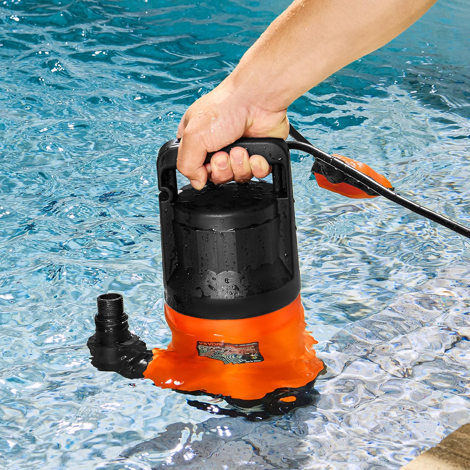 VEVOR Bomba Utilitaria Sumergible, 400 W, 9500 L/H de Alto Flujo, Cabezal de 7,9 m, Bomba Sumergible de Sumidero con Cable de Alimentación Largo para Drenar Agua de Piscina, Jardín, Estanque, Sótano