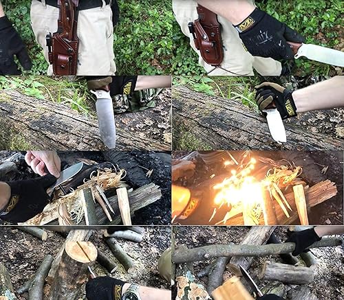 Miniatura 8 de JEO-TEC N7 Bushcraft - Cuchillo de supervivencia para campamento 1025 pulgadas de longitud total acero inoxidable BOHLER N690C funda de cuero