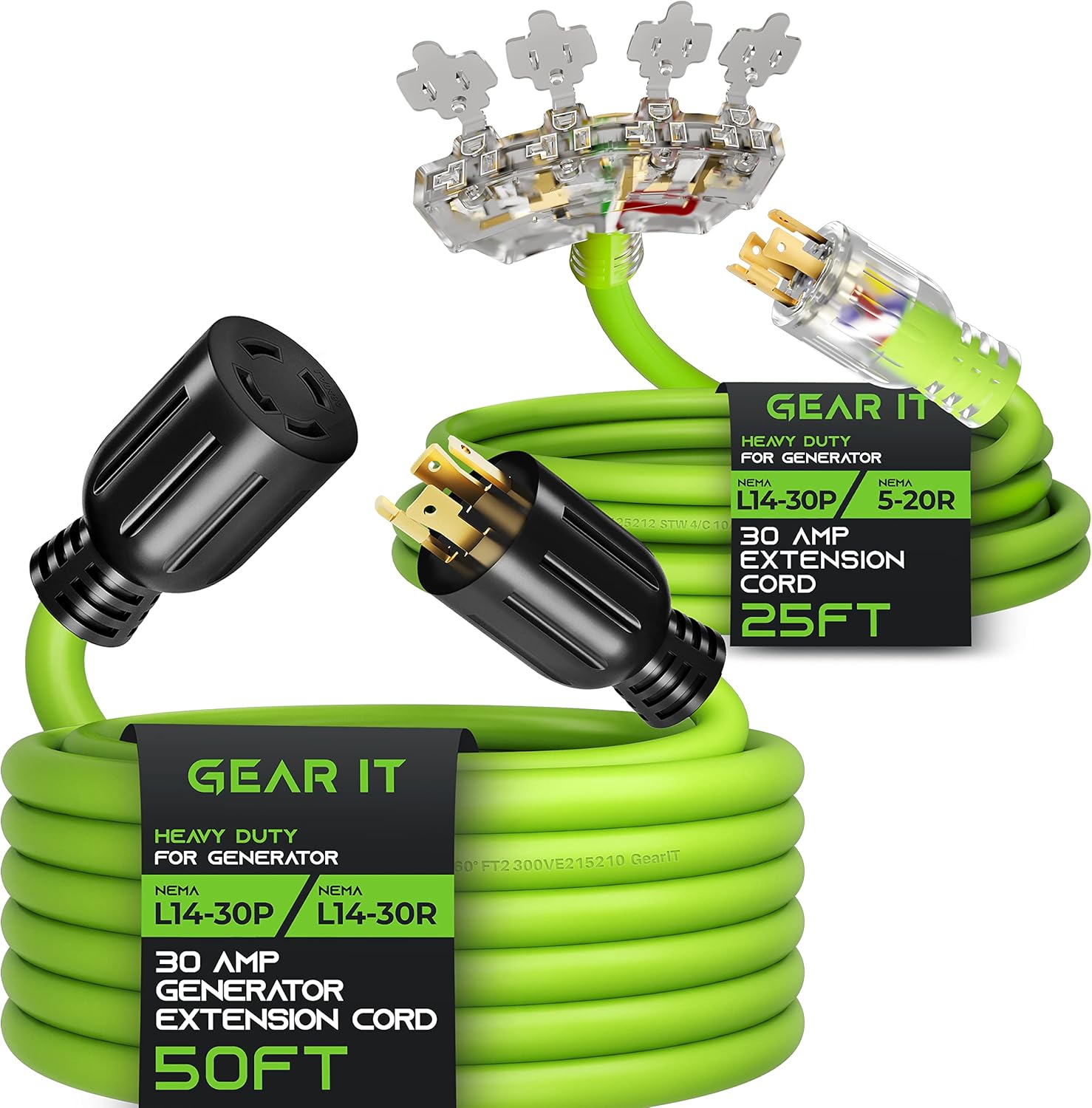 30A Generator Cord and 30A to 5-20R 4 Outlets