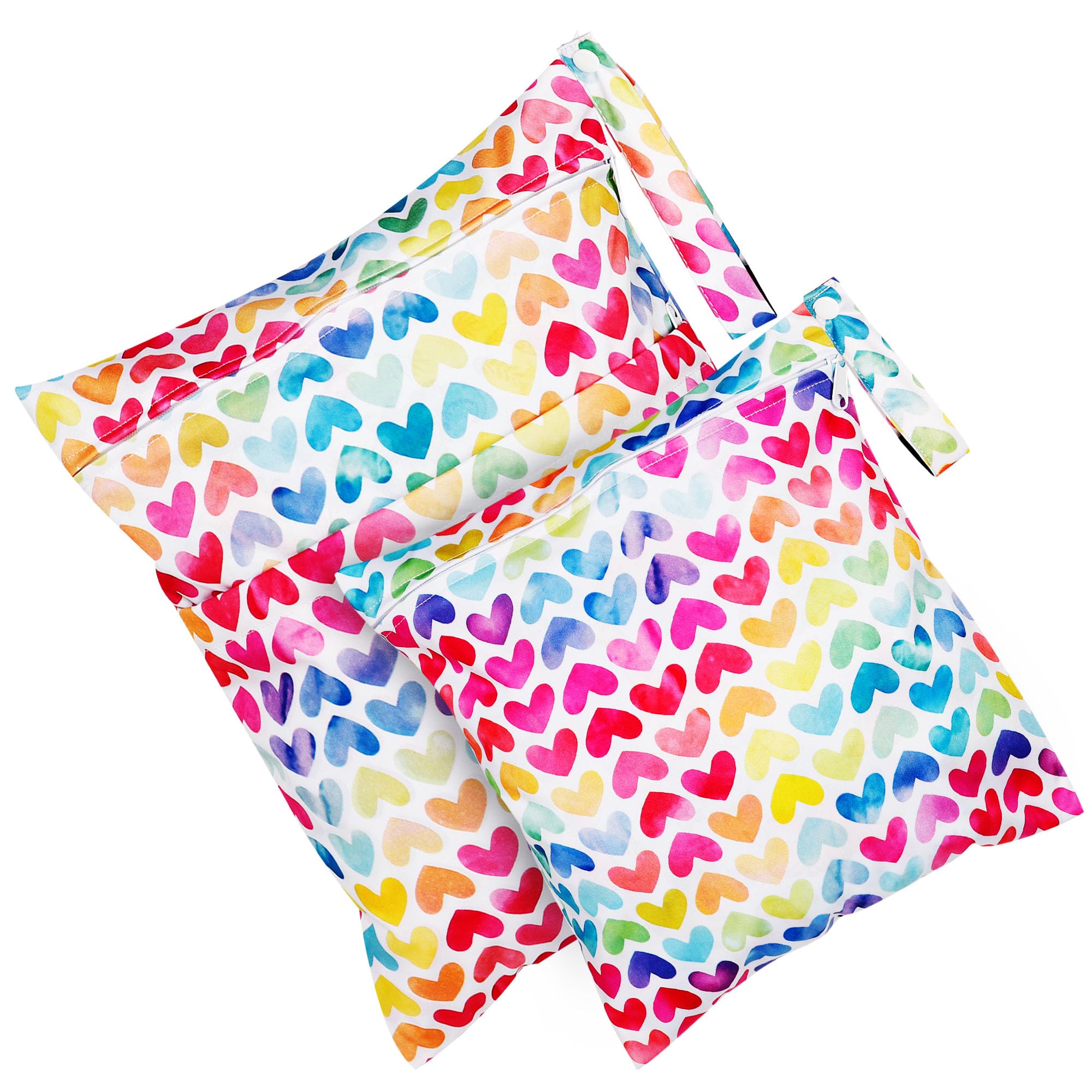 Loscarol,2 Stück wetbag Kindergarten groß，nasstasche Wet Bag windeltasche organizer，nassbeutel Kindergarten personalisiert for Baby stoffwindeln (Regenbogen)