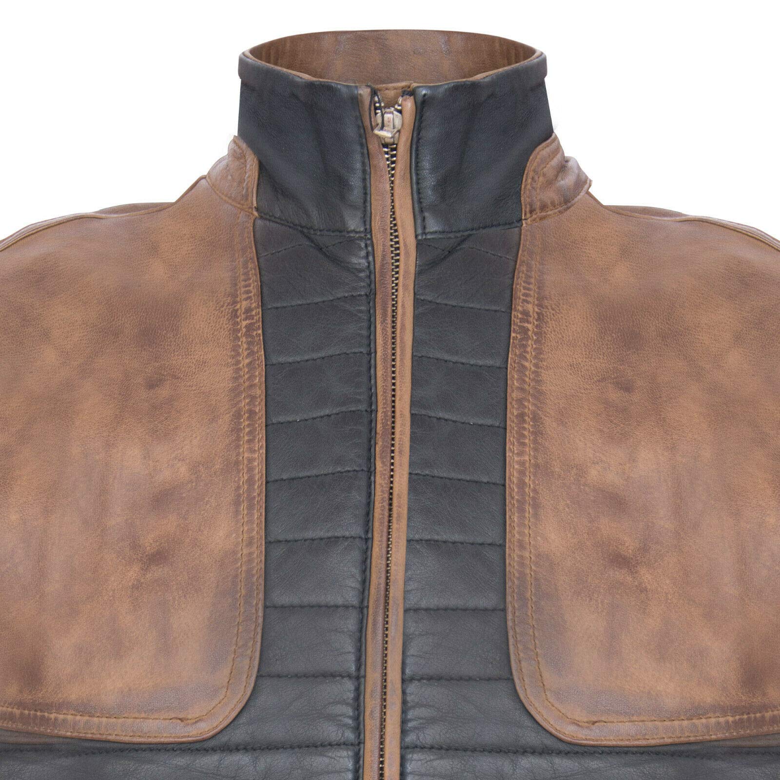Infinity Leather Chaleco Sin Mangas de Cuero Marrón Acolchado Negro Para Hombre Chaleco Sin Mangas Chaleco