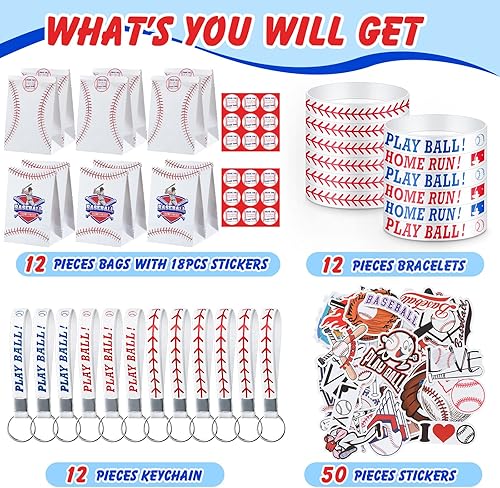 Miniatura 3 de Zhanmai Los recuerdos de fiesta de béisbol incluyen pulseras de silicona, llavero, calcomanías de béisbol impermeables y bolsas de regalo de fiesta