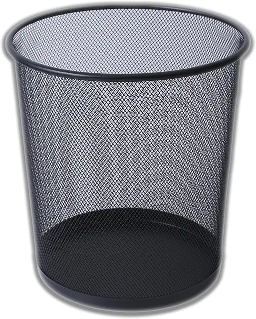 Papelera de Malla Metálica Negra IPEA - Cesto de Lixo para Oficina y Hogar