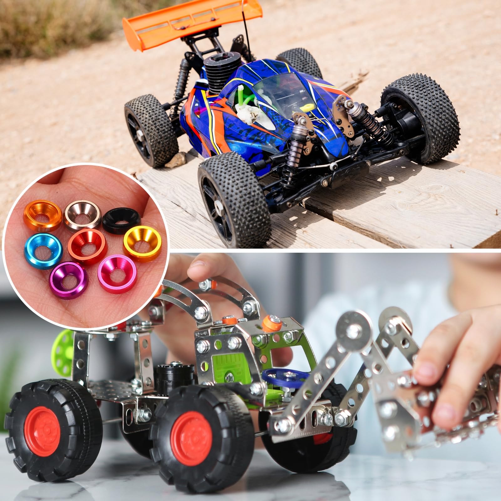 60 Rondelle Svasate M3 In Alluminio Anodizzato Rosso - Per Droni, FPV E Meccanica - Foto 12