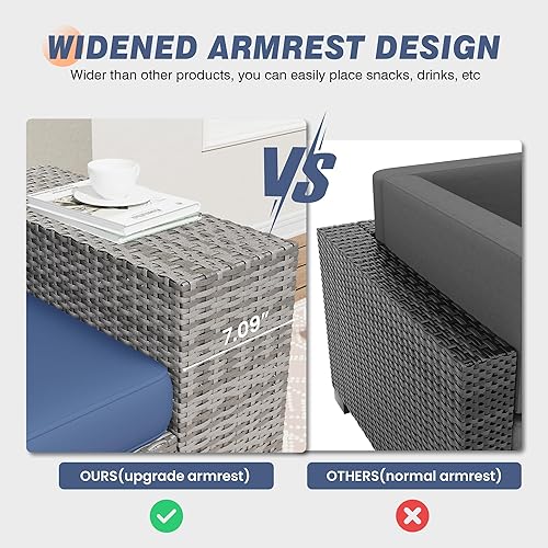 Miniatura 10 de Amopatio Juego de muebles de patio de 8 piezas para exteriores con mesa de fogata de gas juego de conversación de pozo de mimbre de PE muebles