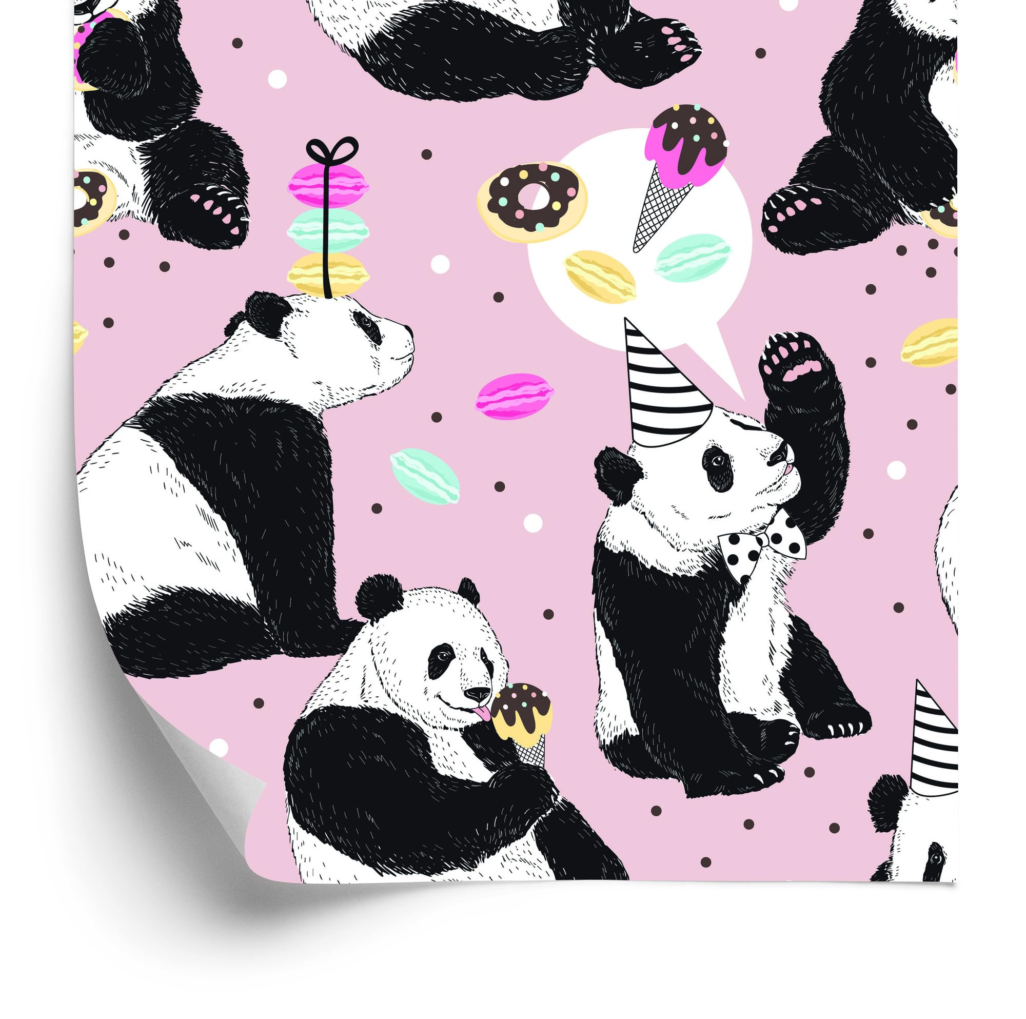 Vliestapete Panda und Süßigkeiten 50 x 1000 cm