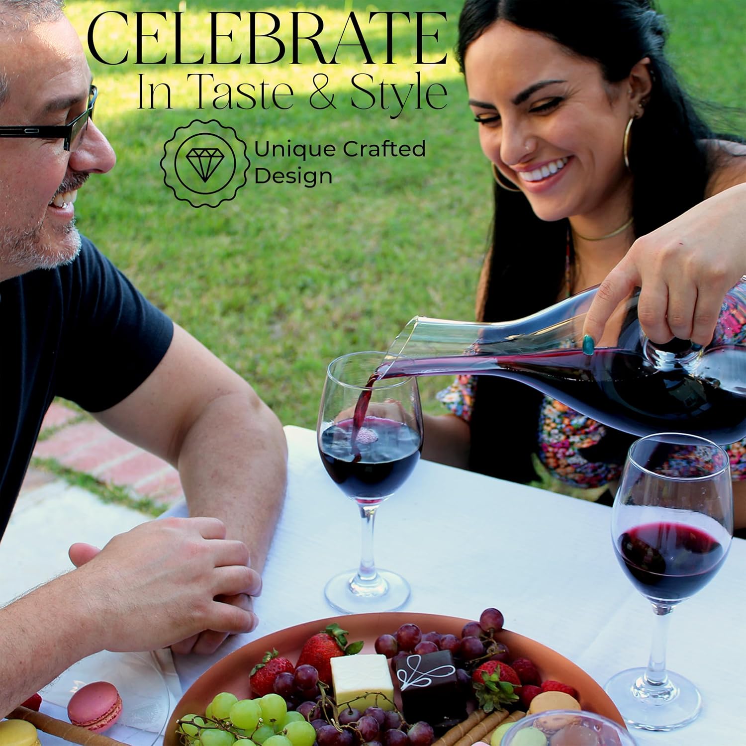 Wine Decanter Swan Design, Modern And Unique Pierced Decanter With Slanted Spout-Luxurious Wine Aerator, Hand Blown Crystal Decanter-Excellent Housewarming/Wedding Wine Gift-750ml Capacity