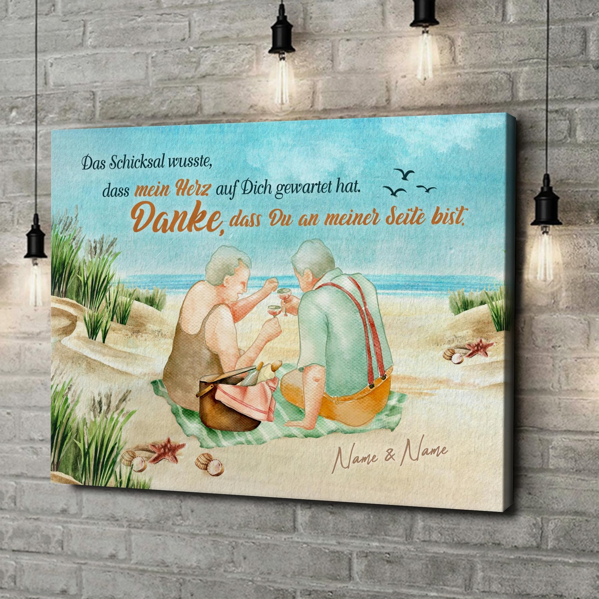 Liebesleinwand Personalisiertes Geschenk für Partner Geschenk Jahrestag, Verlobung, Hochzeitstag | Leinwandbild romantisch gestalten | Wartendes Herz
