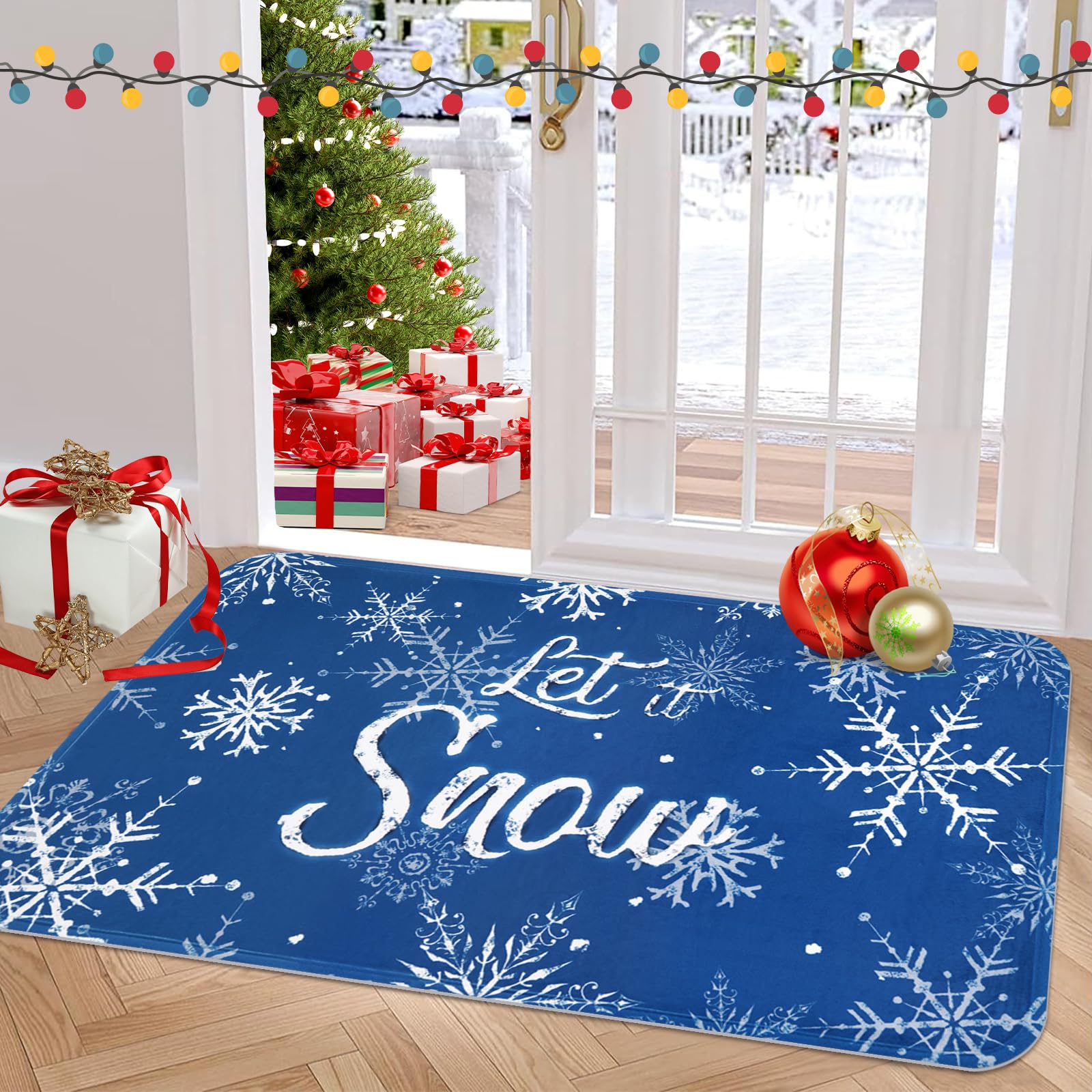 Amazon.com: Ikfashoni Christmas Door Mat Outside Indoor, Snowflake ...