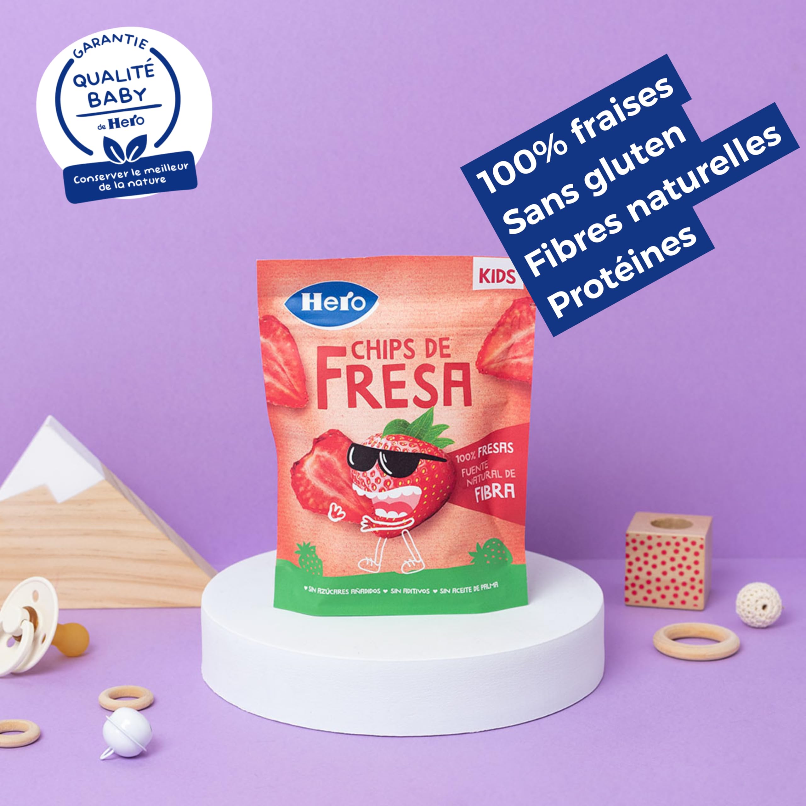 Goodies, Snack pour Enfants, Chips de Fraise,100% Fraises, Sans Sucres Ajoutés, Source Naturelle de Fibres, Produit Écologique, Lot de 12 x 12g