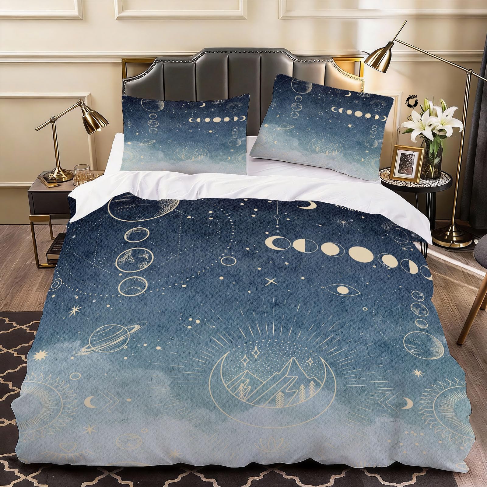 3D Galaxy Duvet Cover Cartoon Bedding Double Bed Set, Soft Microfiber Comforter Cover Printed with Zipper Closure Quilt Coverr 200x200 cm and 2 Pillowcases