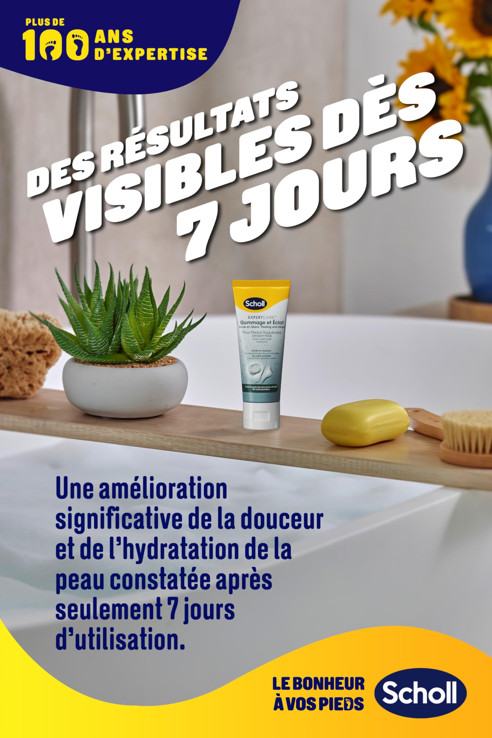 Scholl Krem do stóp Peeling i połysk dla skóry szorstkiej - Złuszczająca pielęgnacja suchych i szorstkich stóp na bazie pumeksu wulkanicznego - 75ml