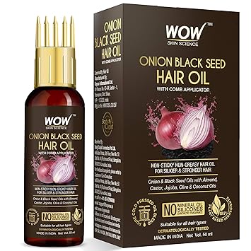 WOW Skin Science Onion Hair Oil for Hair Growth and Hair Fall Control - With Black Seed Oil Extracts - With COMB Applicator - 50 ml