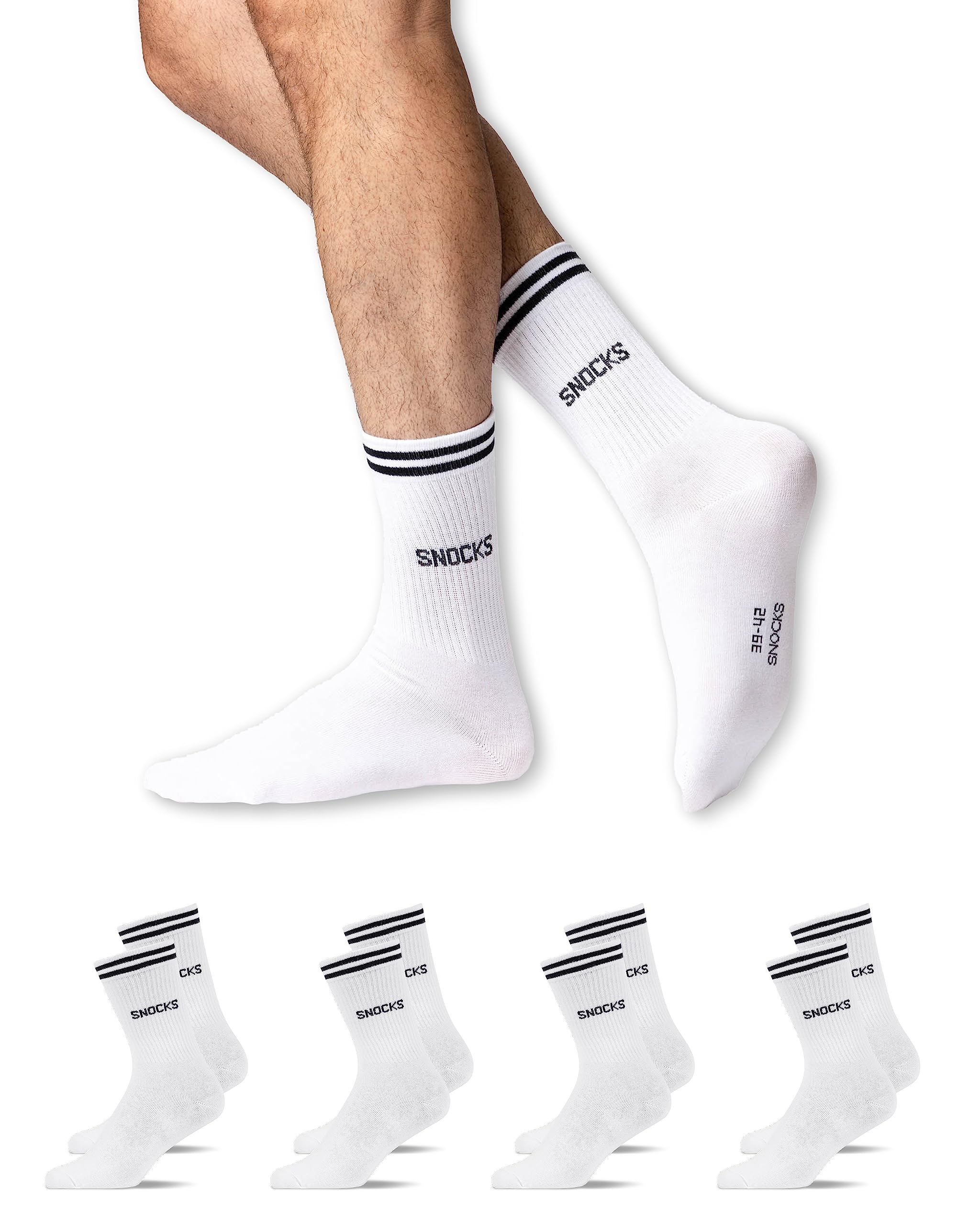 Snocks Retro Socken aus Bio Baumwolle 4 Paar - Lifestyle Socken im Streifen Design - Lange Tennissocken für Damen & Herren - Hohe Sportsocken - Gr. 35-50